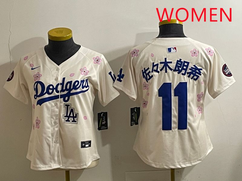 Women Los Angeles Dodgers 11 R.Sasaki Cream Sakura Edition 2025 Nike MLB Jersey style 40